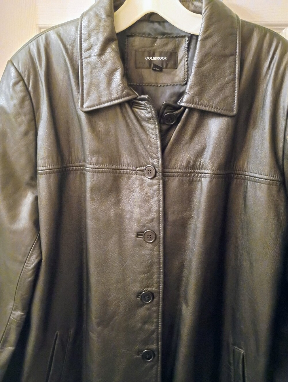 Colebrook Women's Black Leather Button-Front Jacket